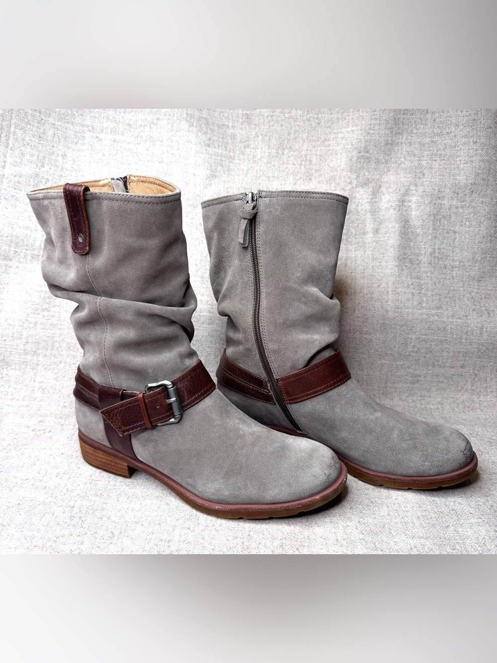 Sofft Bostyn Women’s Mid Calf Slouch Suede Boots in Gray Brown size 9 Boho
